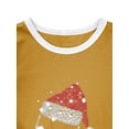 thumbnail image 3 of STARVNC Women Crew Neck Xmas Hat Wine Glass Print Long Sleeve Contrast Color Top, 3 of 5