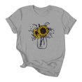 thumbnail image 4 of Bovemsi Women's Spring Round Neck Sunflower Printed Loose Casual Short Sleeved T Shirt, Gray Women's Summer Short Sleeve T-Shirts, XXL, 4 of 4