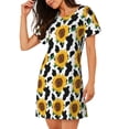 thumbnail image 2 of Lsque Cute Cow Print Sunflower B Pattern Nightgowns for Women Sleep Shirts Short Sleeve Nightshirt Pullover Nightdress Soft Sleepwear Relaxed Fit Nightdress, 2 of 6