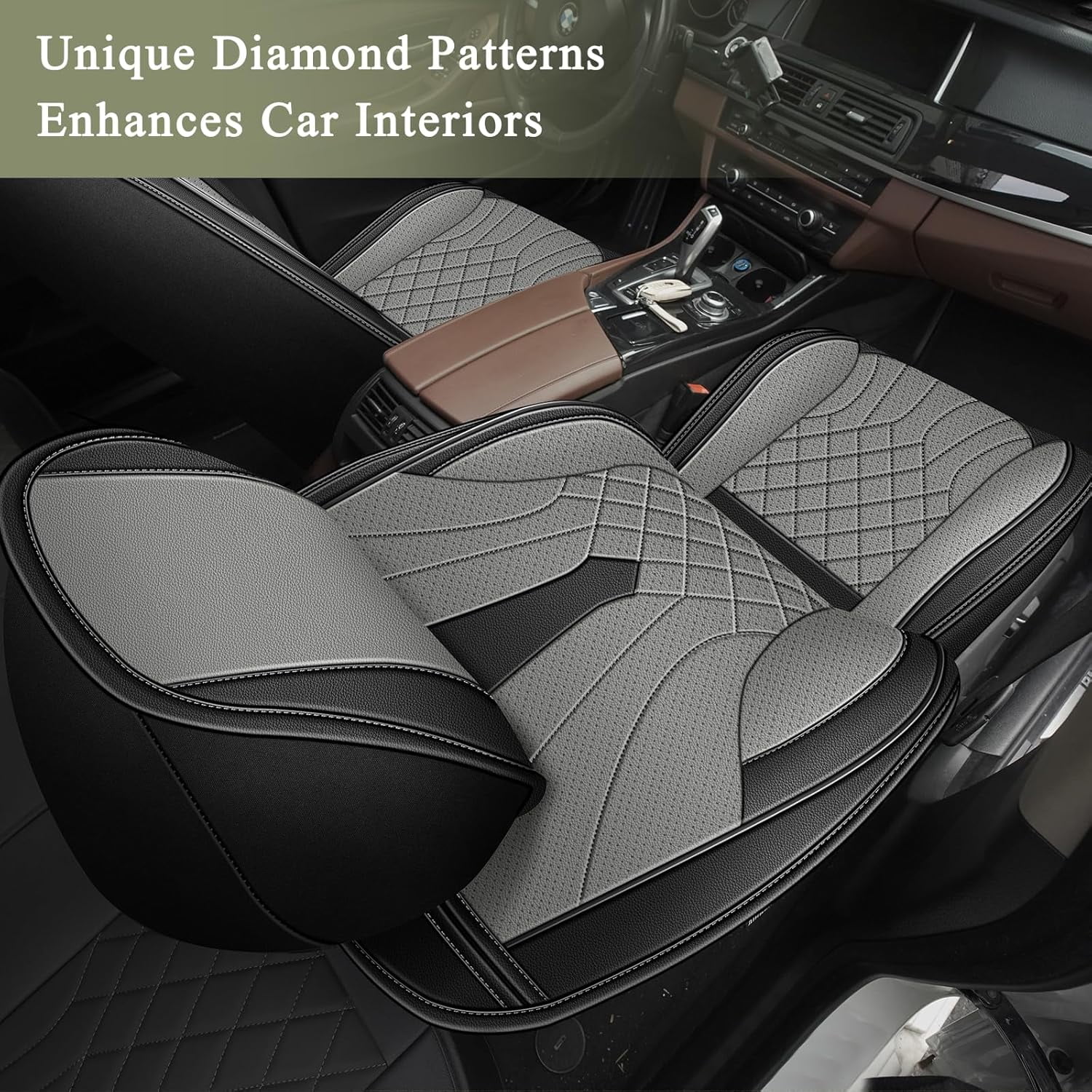 LAONNVIR Seat Covers Full Set Fit for Honda CR-V 2007-2024 2025 Faux Leather Car Seat Cover Waterproof Automotive Seat Cushion Protectors Compatible Airbag (Black&Grey,5 Seats)