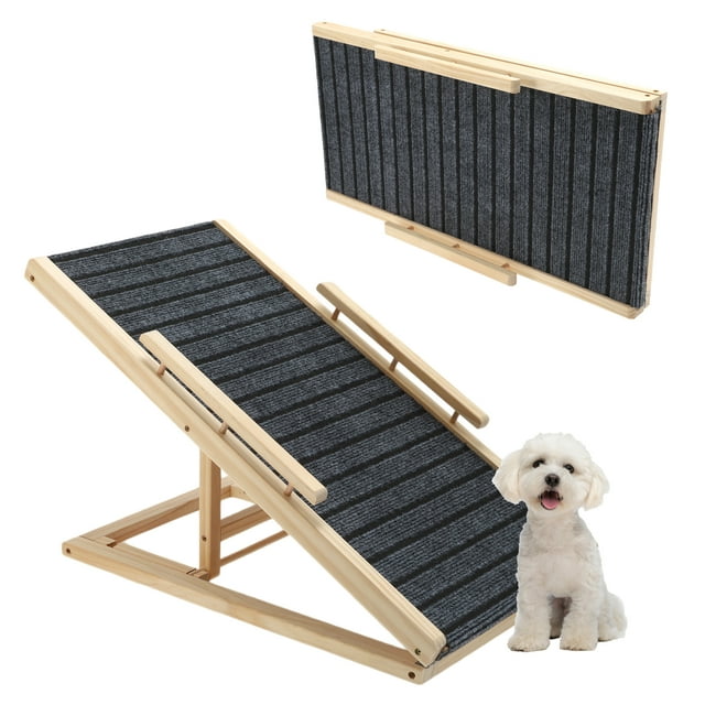 Dog Ramp for Bed Foldable Non-Slip Dog Ramp Adjustable Height Small Pet Stair Ramp for Car