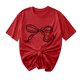 thumbnail image 1 of Primavera Top Mujeres Moda Casual Nueva Cinta de Arco Impresa Cuello Redondo Camiseta de Manga Corta, Camiseta de Cuello Tripulado, 1 of 8
