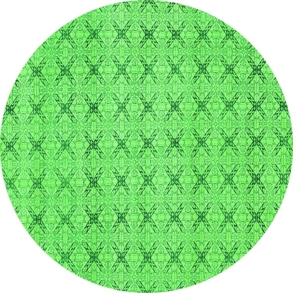 Ahgly Company Indoor Round Abstract Green Modern Area Rugs, 7' Round