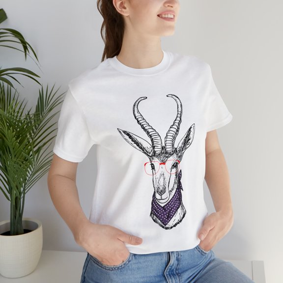 Antelope With Glasses Fashion Unisex Jersey Short Sleeve Bella Canvas Tee