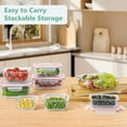 thumbnail image 2 of GPED 8 Pack Glass Meal Prep Containers, Food Storage Containers with Lids, Glass Lunch Boxes, Airtight Bento Boxes, for Microwave, Oven, Freezer and Dishwasher Safe, Pink, 2 of 7