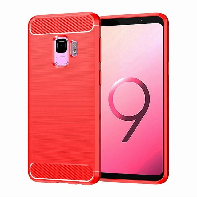PANDACO Étui en Métal Brossé Rouge pour Samsung Galaxy S9