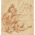 thumbnail image 2 of Battista Franco 12x13 Black Ornate Wood Framed Double Matted Museum Art Print Titled: Spectators Amazed (Early 1540s), 2 of 5