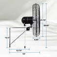 thumbnail image 3 of Ventilador eléctrico Hurricane Pro de 20 pulgadas con soporte de pared oscilante de metal, 3 of 9