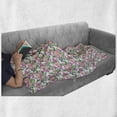 thumbnail image 5 of Rose Soft Flannel Fleece Throw Blanket, Pastel Blooms Summer Garden Leaves Revival Bouquets Iris Foliage Pattern, Cozy Plush for Indoor and Outdoor Use, 50" x 60", Coral and Multicolor, by Ambesonne, 5 of 5