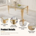 thumbnail image 3 of 52.7" Rectangular Clear Tempered Glass Dining Table for 4 People, Modern Kitchen Table with Irregular Stainless Steel Legs, Dining Table for Small Space, Apartment Studio, Home Office, 3 of 7