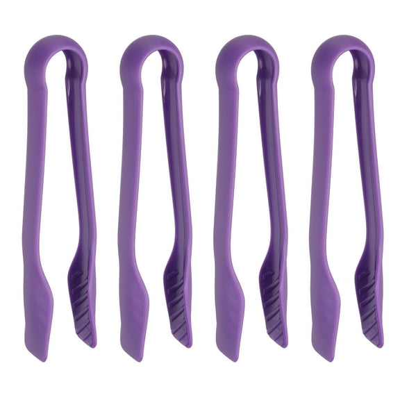 Uxcell 4 Pcs Plastic Serving Tongs Set, 8 Inch Heat Resistant Kitchen Utensils for Cooking and Baking, Purple
