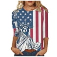 thumbnail image 2 of Itsame 4th of July Shirts Women Independence Day Short T-Shirt Sleeve American Flags Printed Short Sleeve Top, Round Neck Multicolor, 2 of 5