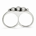 thumbnail image 2 of White Stainless Steel Ring Band Themed Polished & Antiqued Two Finger 8 9 Skulls, 2 of 6