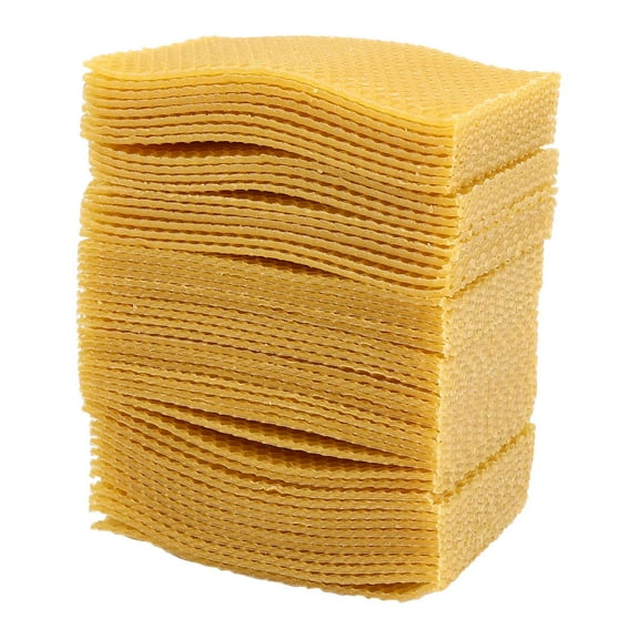 Fangyid Beeswax Honeycomb Foundation Frames for Beekeeping Hive Tools, Yellow 50 Pieces