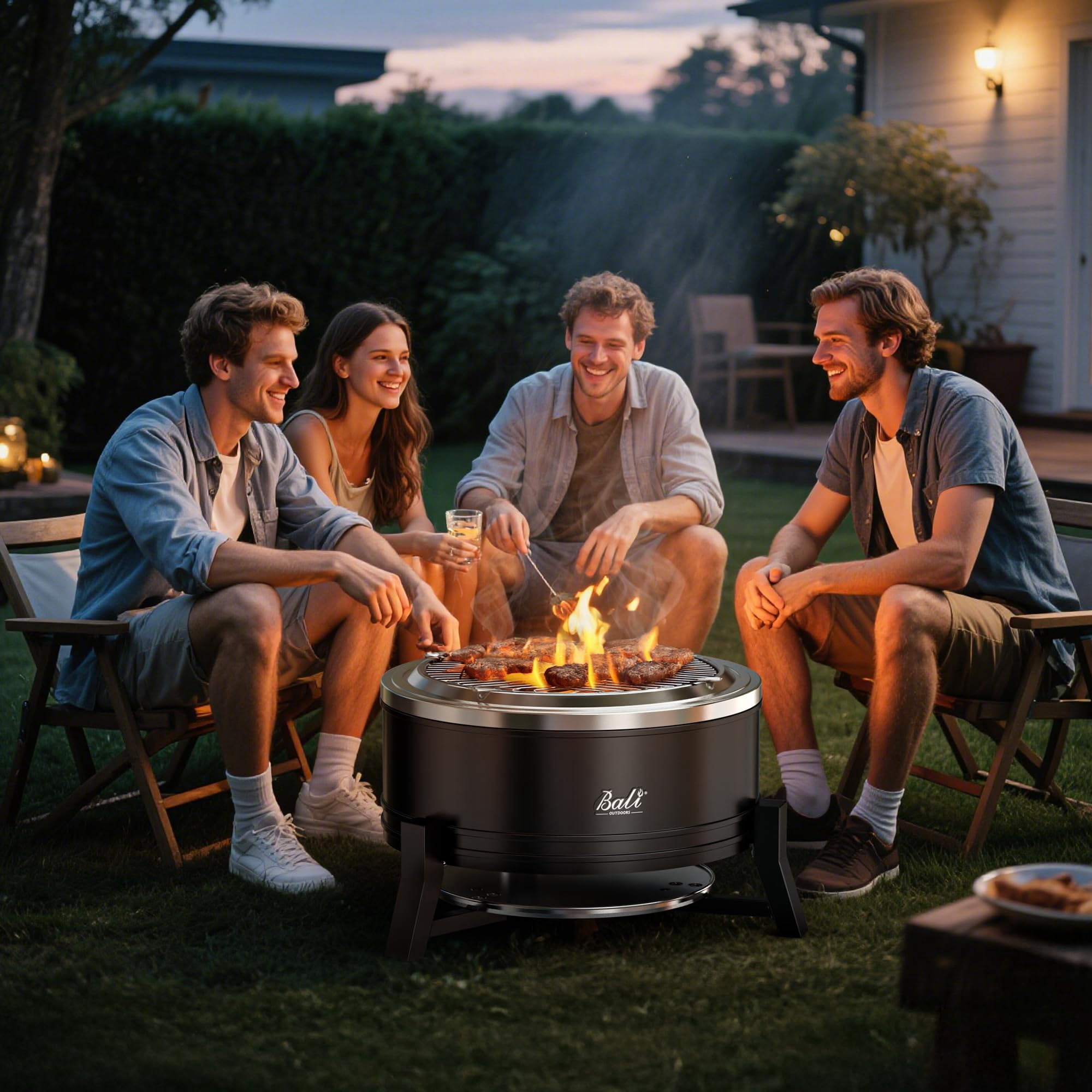 BALI OUTDOORS 22 Inch Smokeless Fire Pit Portable Wood Burning Firepit for Patio and Camping