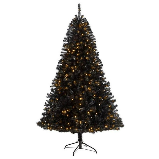 Nearly Natural T3307 7 ft. Artificial Christmas Tree with 500 Clear LED Lights & 1428 Tips, Black