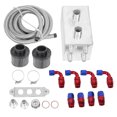 thumbnail image 2 of Oil Silver Car Oil Catch Can Kit Breather Box 4 Port Universal Modification Accessory, 2 of 8