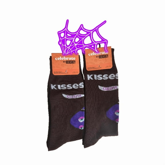 Hershey's Halloween "Creepy" Kisses Crew Socks, Shoe Size 6-12 , 2 Pair Bundle