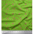 thumbnail image 1 of Soimoi Green Poly Georgette Fabric Red & Blue Star Print Sewing Fabric Yard 42 Inch Wide, 1 of 3