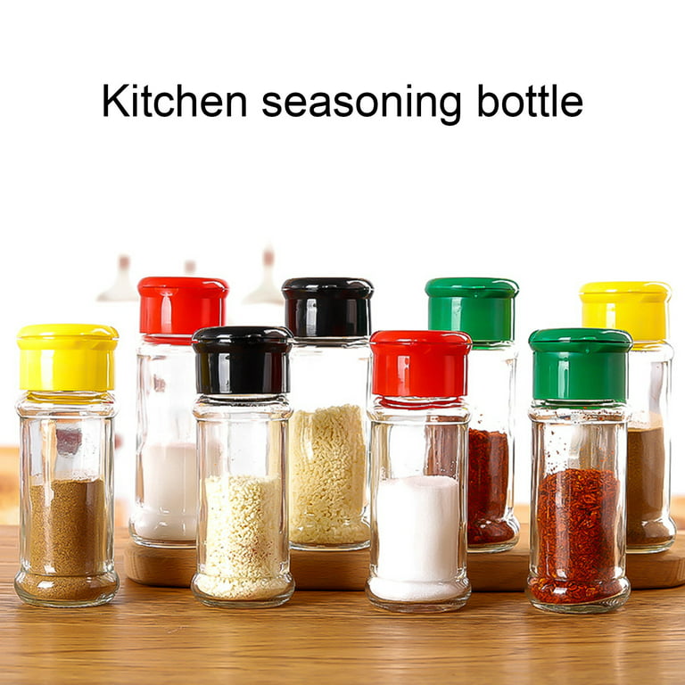 Pengpengfang 1 Pcs Spice Jar with Lid Clear Detachable Reusable Refillable Multi-functional 4 Colors Small Pour Holes Seasoning Container Kitchen