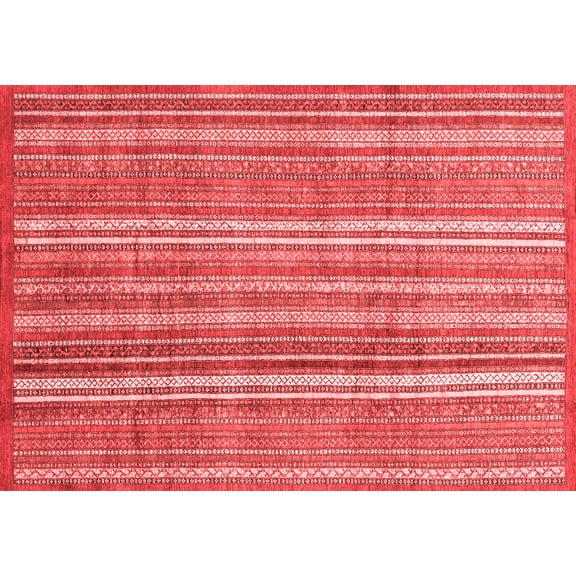 Ahgly Company Indoor Rectangle Abstract Red Modern Area Rugs, 5' x 7'