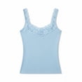 thumbnail image 4 of WAGUTH Women's Lace Trim Camisole Tank Tops Sleeveless Scoop Neck Slim Fit Cami Tops Dressy Casual Tanks for Summer Daily Wear,Sky Blue,L, 4 of 4