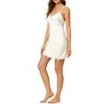thumbnail image 4 of INSPIRE CHIC Women's Mother's Day Lounge Dresses Satin Nightgowns V Neck Spaghetti Strap Cami Pajamas Shirt Night Dress XS White, 4 of 5