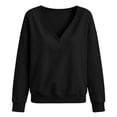thumbnail image 6 of Horkkom V Neck Sweatshirt Women Pullover Solid Color Oversized Sweatshirts Casual Loose Sweat Shirts M, 6 of 6