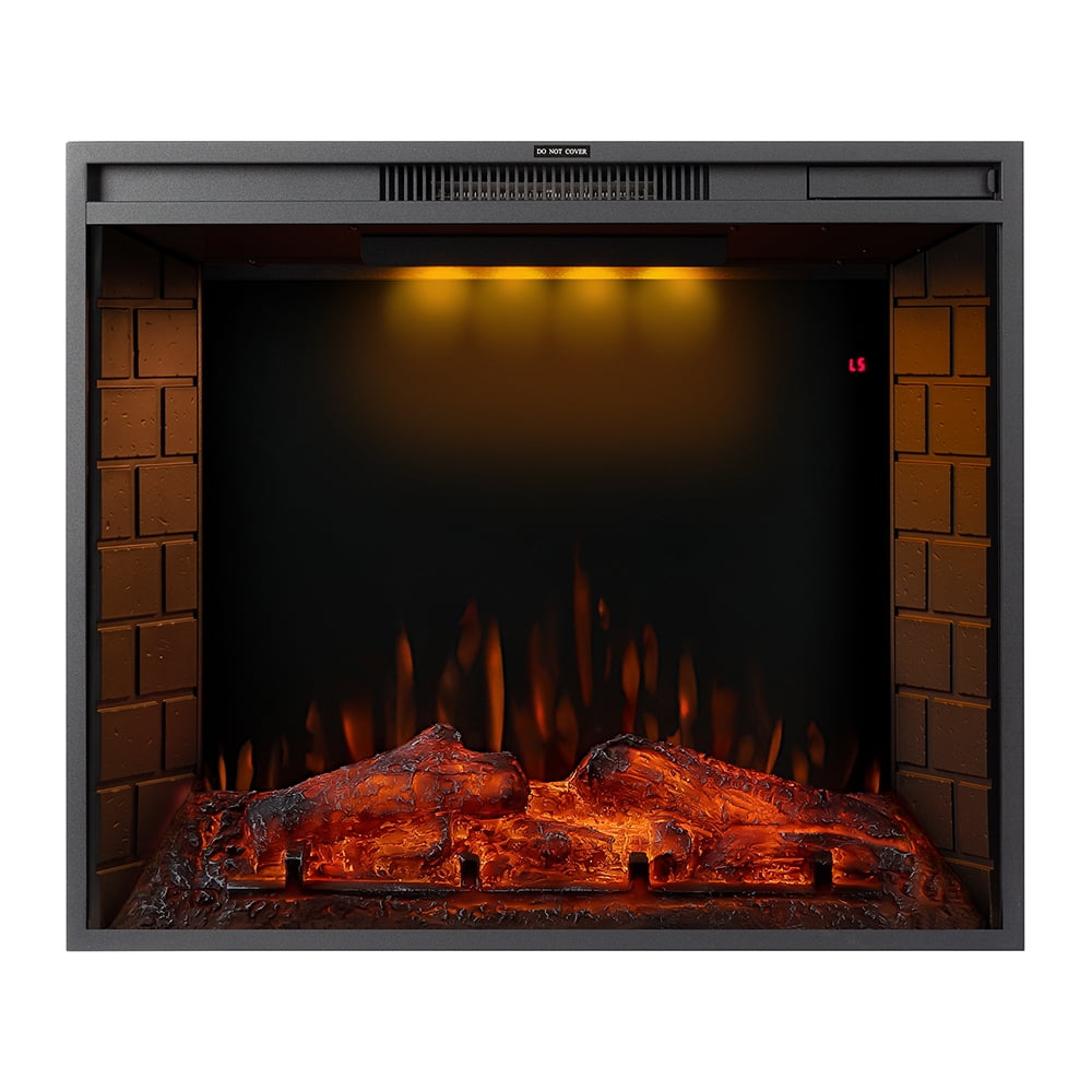 Kepooman 30" LED Recessed Electric Fireplace with 3 Top Light Colors & Remote Control & Adjustable Heating & Touch Screen, 1500W, Black