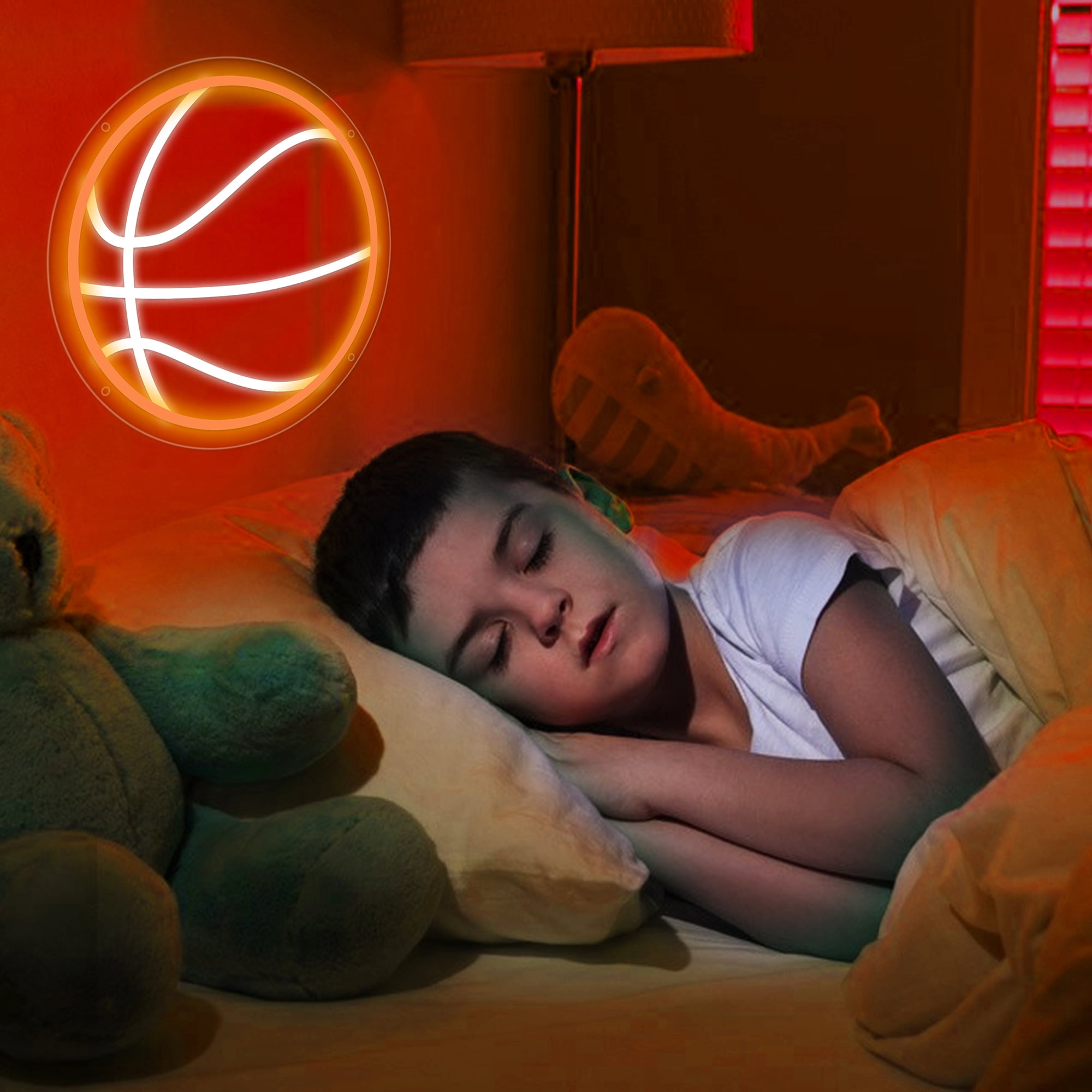 Basketball Neon Sign for Wall Decor, 12.6×12.6 Inch Basketball Led Neon Light, Sports Gift for Boys and Girls, Dimmable LED Neon Signs for Bedroom and GYM