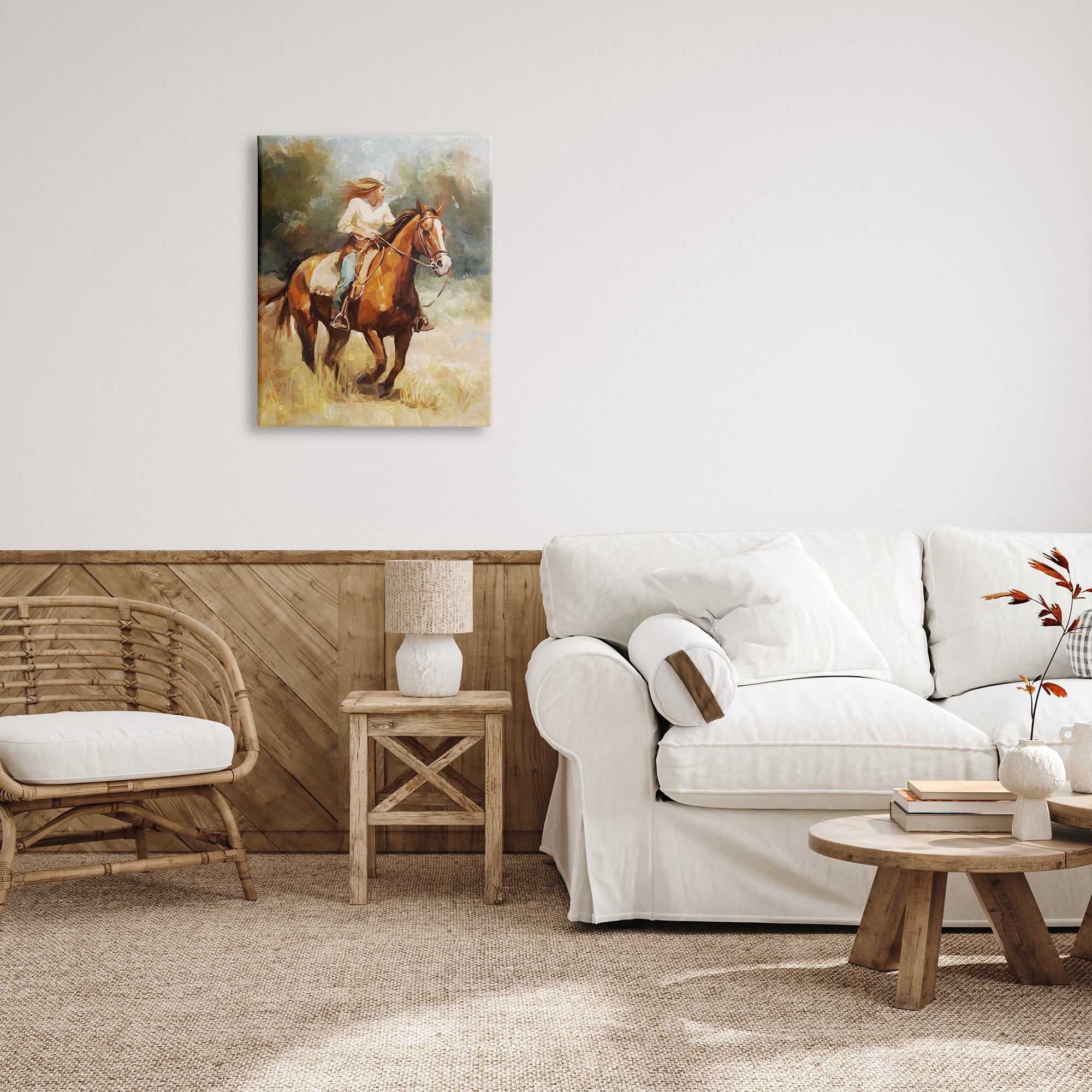 Stupell Industries Galloping Cowgirl Scenery Animals & Insects Painting Gallery Wrapped Canvas Art Print Wall Art, 24 x 30