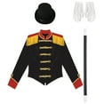 thumbnail image 5 of TiaoBug Womens Circus Jacket Coat Magic Show Outerwear Party Cosplay Costume with Accessories Set Black XXL, 5 of 7