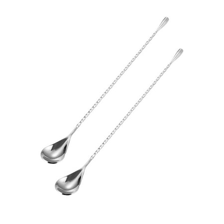 

2PCS Stainless Steel Spoons Mixing Spoons Long Handle Stirring Spoons for Bar Home Cocktail (Silver)