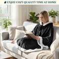 thumbnail image 6 of PAVILIA Hooded Blanket Poncho for Women, Fleece Wearable Shawl Wrap, Black, 6 of 10