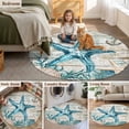 thumbnail image 5 of Teal Starfish Coastal Large Round Rug 8 FT, Non Slip Living Room Area Carpet, Summer Beach Nautical Retro Washable Soft Circle Rug Non-Shedding Floor Carpet for Bedroom Office Dining Room, 5 of 9