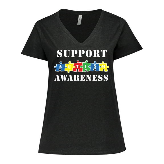 Inktastic Support Autism Awareness Women's Plus Size V-Neck T-Shirt