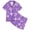 Purple, variant on Toddler Summer Pajamas Kids Ocean Themed Satin Short Sleeve Top and Shorts Soft Home Set Boy Clothes Beige 2-3 Years