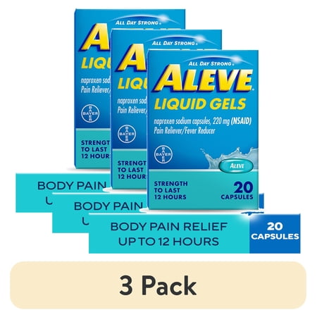 (3 pack) Aleve Liquid Gels Naproxen Sodium Pain Reliever, 20 Count