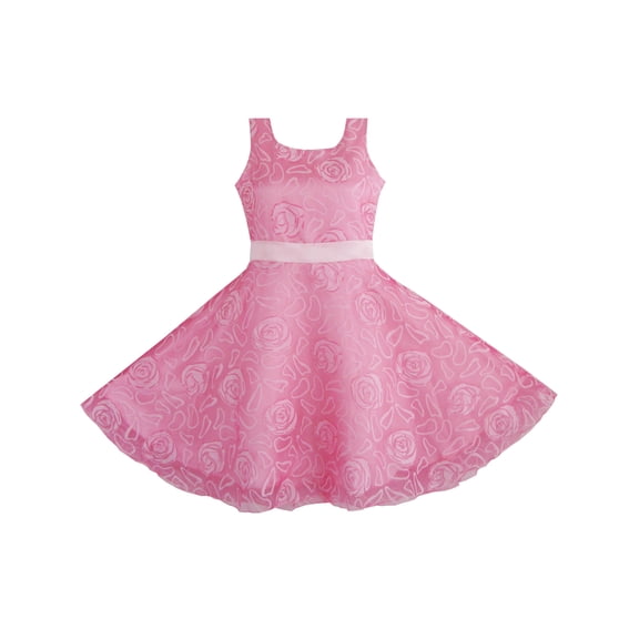 Girls Dress Pink Rose Wedding Pageant Kids 4-5