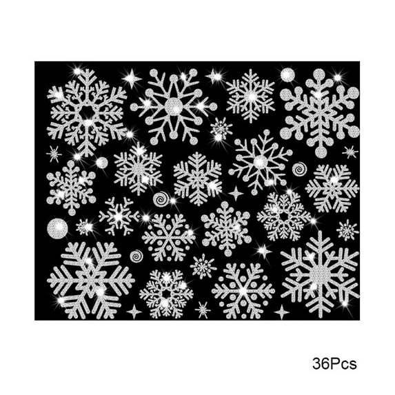Wisremt Gold Christmas Snowflake Window Clings Glitter Silver Snowflake Window Stickers For Xmas Holiday Wonderland