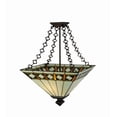 thumbnail image 5 of Meyda Tiffany 130792 17 Inch Square Diamond Band Mission Semi-Flushmount   Mahogany Bronze Finish with Amber/Green Glass with Beige Fabric Shade, 5 of 7