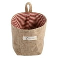 thumbnail image 5 of Cotton Linen Laundry Hamper Bag for Home Gadget Storage Organizer Foldable Basket Bin Hanging Laundry Basket (Blue Stripe), 5 of 7