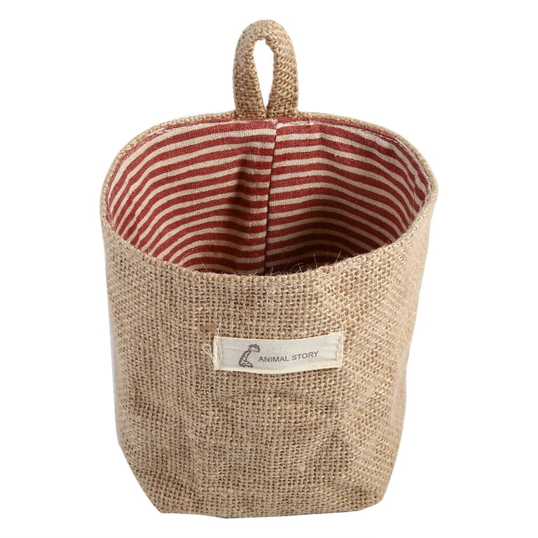 Cotton Linen Laundry Hamper Bag for Home Gadget Storage Organizer Foldable  Basket Bin Hanging Laundry Basket (Khaki Stripe)