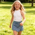 thumbnail image 6 of Amidoa Girls 2 Piece Outfits Summer Clothes Tank Top Floral Print Sleeveless Solid Color Cute T-Shirt and Casual Shorts Kids Clothing Sets White Size 7, 6 of 9