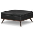 thumbnail image 3 of Simpli Home Owen 40 inch Wide Mid Century Modern Square XL Coffee Table Storage Ottoman in Distressed Black Vegan Faux Leather, Assembled, 3 of 13