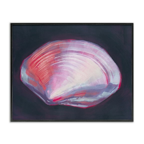 Stupell Industries Pink Clam on Black Animals & Insects Painting Black Framed Art Print Wall Art, 14 x 11