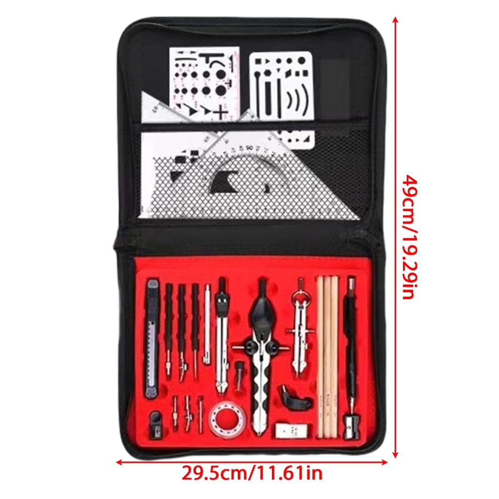 Professional Geometry Set Student Geometry Math Set with Metal Compass, Divider
