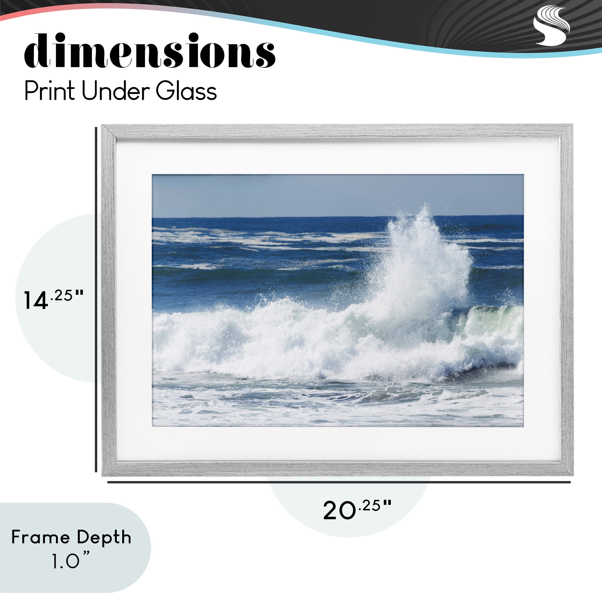 Stupell Industries Crashing Waves Splash Gray Framed Print Under Glass, design by JLM Photographs