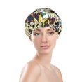 thumbnail image 3 of Kdxio Happy Skeleton Print Shower Cap for Women,Elastic and Reusable,Double Waterproof Layers Bathing Hat, 3 of 9