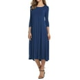 thumbnail image 5 of Gustave Round Neck 3/4 Sleeve Dress for Women Casual T-Shirt Dresses A-line Swing Midi Dress Loose Long Flowy Dresses Plus Size for Wedding Formal Party Work "Navy, L", 5 of 7